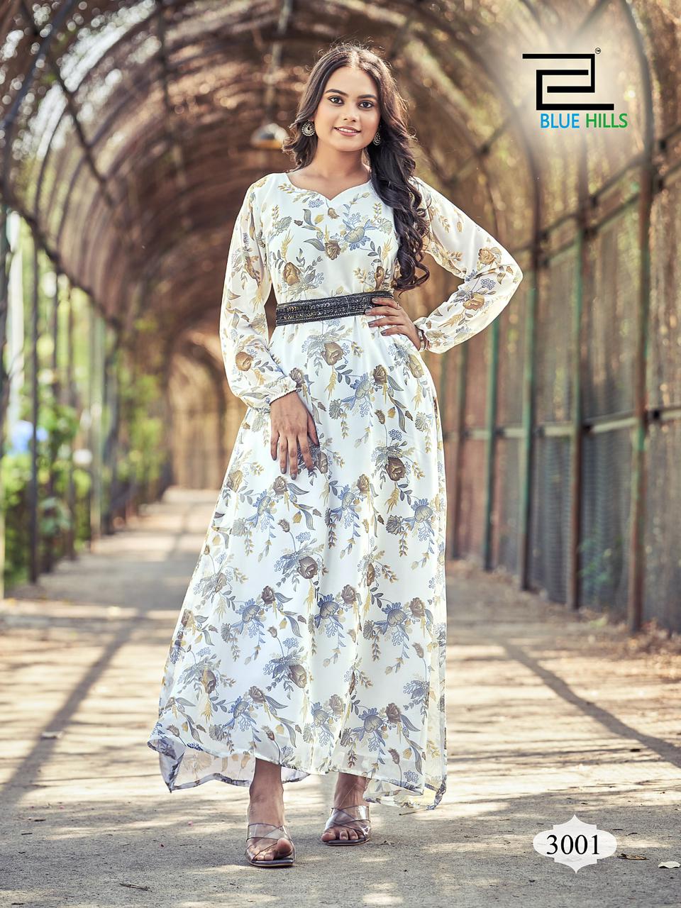 Blue Hills Dynamic Long Georgette Kurtis Catalog